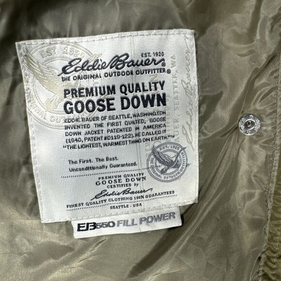 Eddie Bauer EB550 Jacket‎ Womens L Goose Down Gold Quilted Puffer Coat Full Zip - Picture 11 of 16